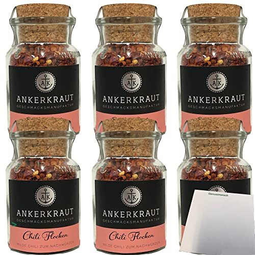 Ankerkraut Chili Flocken im Korkenglas 6er Pack (6x65g) + usy Block von usy