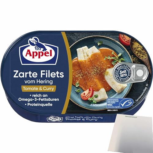 Appel Zarte Filets vom Hering Tomate & Curry (200g Dose) + usy Block von usy