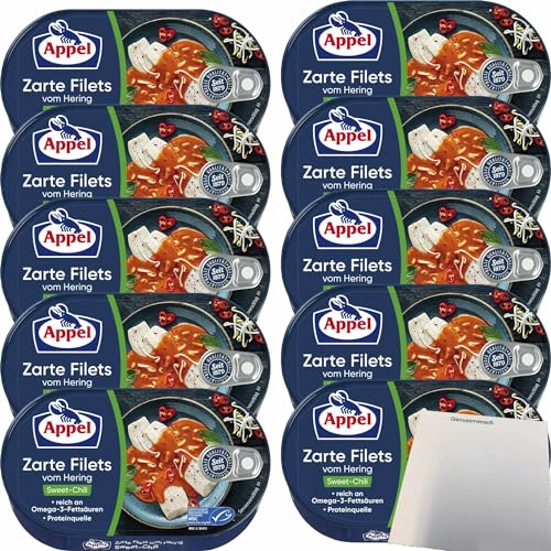 Appel zarte Filets vom Hering Sweet-Chili 10er Pack (10x200g Dose) + usy Block von usy