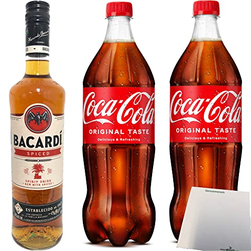 Bacardi Spiced Rum 700ml Flasche 35%vol. + 2x1 Liter Coca Cola PET Flasche DPG + usy Block Bacardi Spiced Rum 700ml Flasche 35%vol. + 2x1 Liter Coca Cola PET Flasche DPG + usy Block von usy