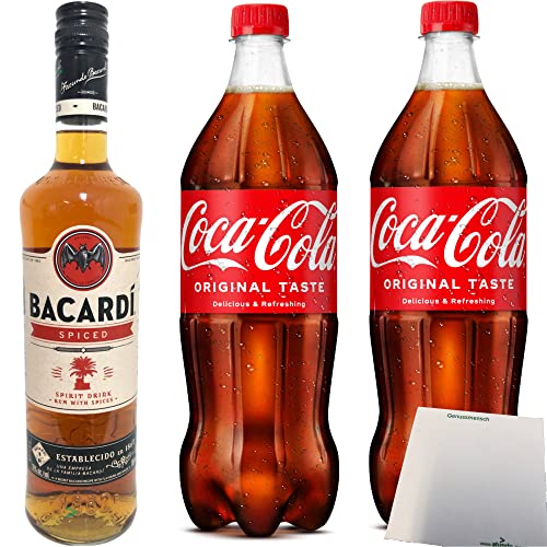 Bacardi Spiced Rum 700ml Flasche 35%vol. + 2x1 Liter Coca Cola PET Flasche DPG + usy Block von usy