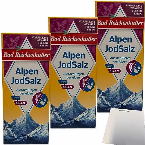 Bad Reichenhaller Alpen Jod Salz + Selen 3er Pack (3x500g Packung) + usy Block von usy