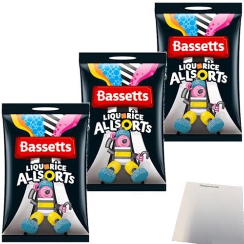 Bassett's englisches Lakritz Konfekt Mischung Liquorice Allsorts 3er Pack (3x1kg) + usy Block von usy