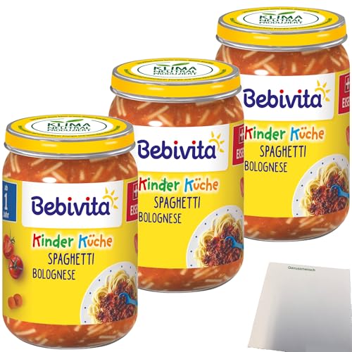 Bebivita Spaghetti Bolognese ab dem 1 Jahr 3er Pack (3x250g Glas) + usy Block von usy