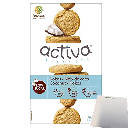 Belkorn activa Biscuits Kokos wenig Zucker (120g Packung) + usy Block von usy
