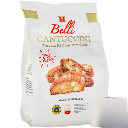 Belli Cantuccini Gebäck mit 25% Mandeln (250g Beutel) + usy Block von usy
