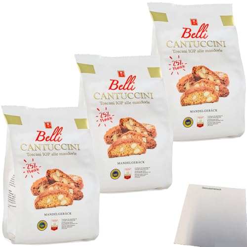 Belli Cantuccini Gebäck mit 25% Mandeln 3er Pack (3x250g Beutel) + usy Block von usy