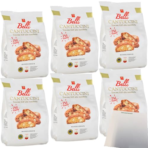 Belli Cantuccini Gebäck mit 25% Mandeln 6er Pack (6x250g Beutel) + usy Block von usy