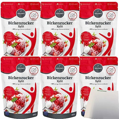 Borchers Birkenzucker Xylit 40% weniger Kalorien als Zucker 6er Pack (6x300g Packung) + usy Block von usy