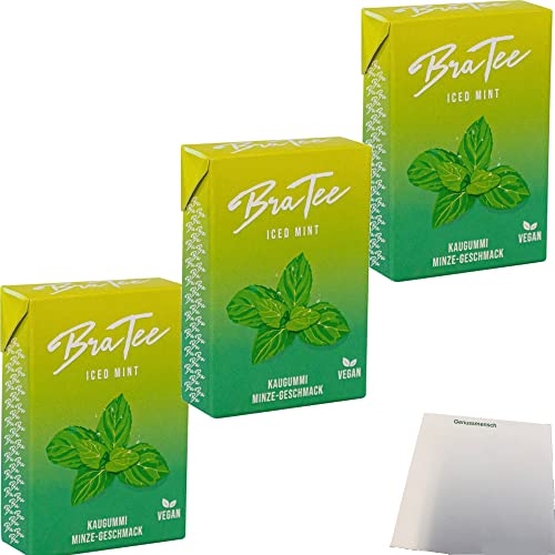BraTee Kaugummi Iced Mint 3er Pack (3x23,5g Packung) + usy Block von usy