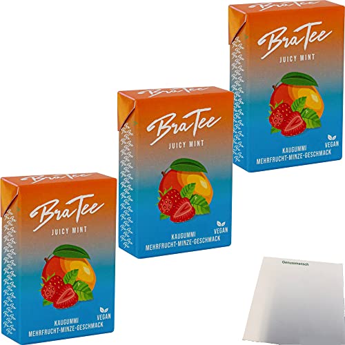BraTee Kaugummi Juicy Mint 3er Pack (3x23,5g Packung) + usy Block von usy