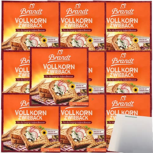 Brandt Vollkorn Zwieback knuspriger Genuss 10er Pack (10x225g Packung) + usy Block von usy