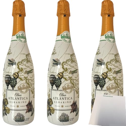 Bubbles Alma Atlantica Schaumwein Albarino weiss 7% Vol. 3er Pack (3x0,75L Flasche) + usy Block von usy