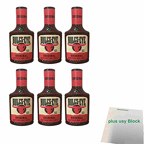 Bull's Eye Original Rauchige Barbecue-Sauce 6er Pack (6x 300ml Flasche) + usy Block von usy