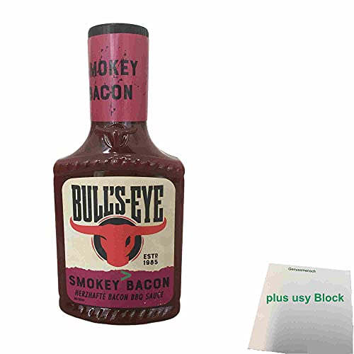 Bull's Eye Smokey Bacon BBQ-Sauce (300ml Flasche) + usy Block von usy
