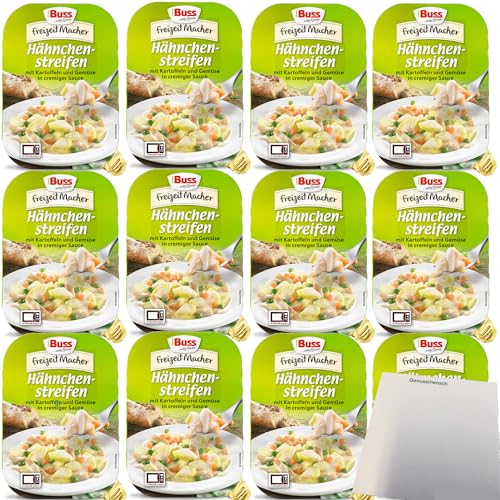 Buss Hähnchenstreifen in cremiger Sauce mit Kartoffeln und feinem Gemüse VPE (12x300g Packung) + usy Block von usy