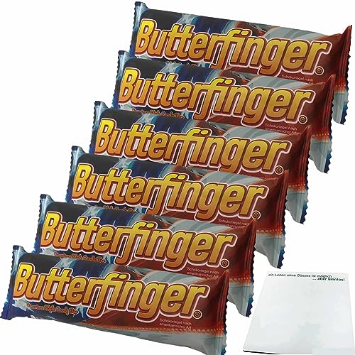 Butterfinger american Style Candy Bar Schokoriegel 6er Pack (6x50g Riegel) + usy Block von usy