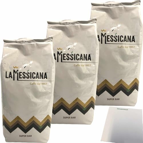 Caffe La Messicana Super Bar 3er Pack (Kaffeebohnen, 3x 1kg Beutel) + usy Block von usy