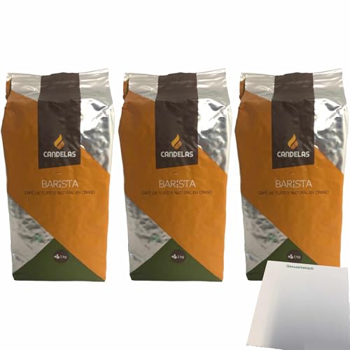 Candelas Cafe Molido de tueste Natural Grano 3er Pack (geröstete Kaffeebohnen, 3x 1kg Packung) + usy Block von usy