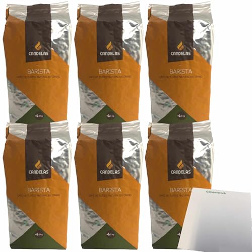 Candelas Cafe Molido de tueste Natural Grano 6er Pack (geröstete Kaffeebohnen, 6x 1kg Packung) + usy Block von usy