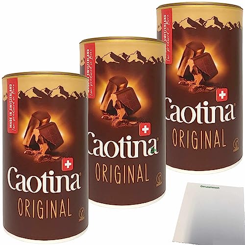 Caotina Original Kakaopulver Getränkepulver aus echter Schweizer Schokolade 3er Pack (3x500g Dose) + usy Block von usy