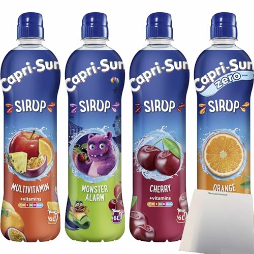 Capri Sun Sirup + vitamins Testpaket (je1x600ml Flasche Orange, Multivitamin, Kirsche, Monsteralarm) + usy Block von usy