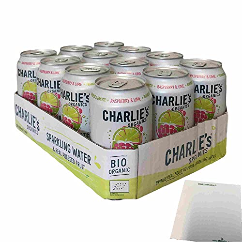 Charlie's Organics Sparkling Water Raspberry & Lime (12x330ml Dose NL EINWEG) + usy Block von usy
