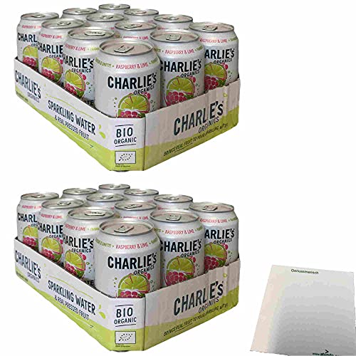 Charlie's Organics Sparkling Water Raspberry & Lime 2er Pack (24x330ml Dose NL EINWEG) + usy Block von usy