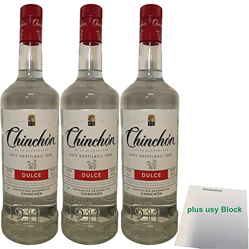 Chinchon Anis Dulce 35% (3x1l Flasche) + usy Block von usy