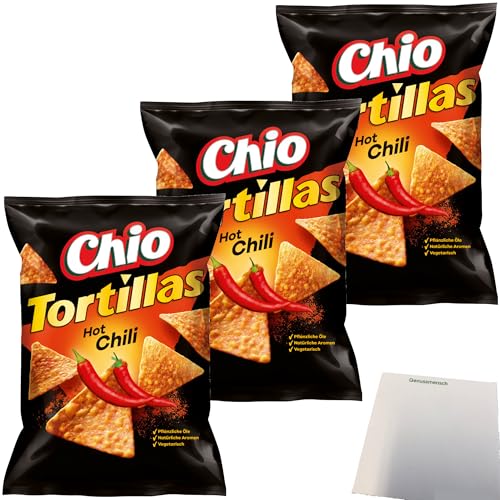 Chio Tortillas Hot Chilli 3er Pack (3x110g Packung) + usy Block von usy