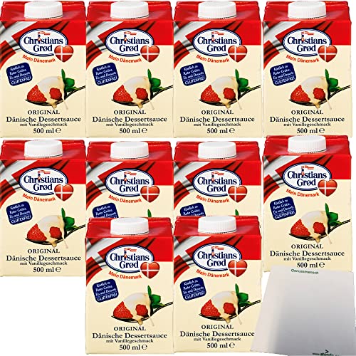 Chr.Grod Dänische Dessert-Sauce mit Vanillegeschmack 10er Pack (10x500ml Pack) + usy Block von usy