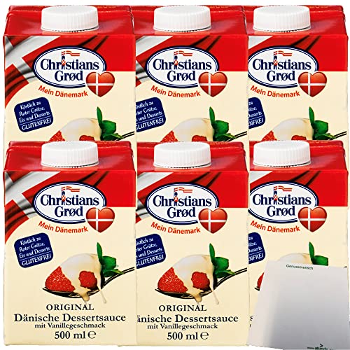 Chr.Grod Dänische Dessert-Sauce mit Vanillegeschmack 6er Pack (6x500ml Pack) + usy Block von usy