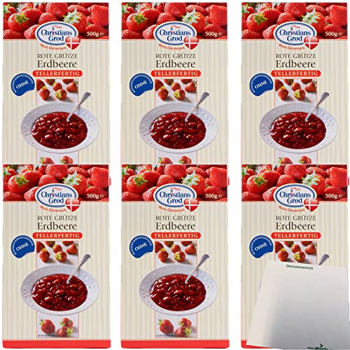 Chr.Grod Grütze Erdbeer Erdbeergrütze 6er Pack (6x500g Packung) + usy Block von usy