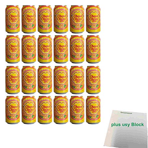 Chupa Chups Sparkling mit Orangen Geschmack 24er Pack (24x 345ml Dose) + usy Block von usy