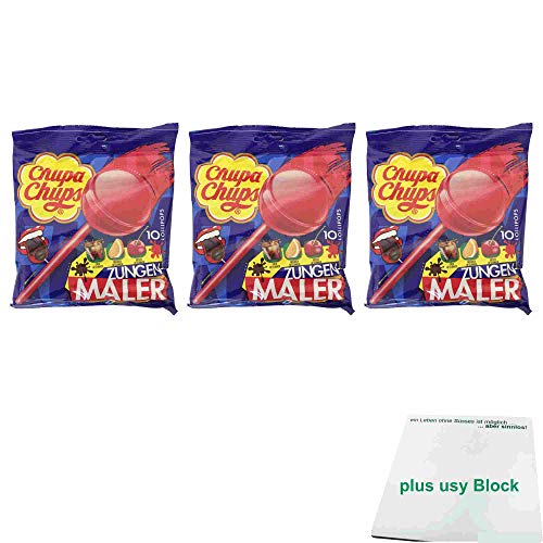 Chupa Chups Zungenmaler 3er Pack (3x120g Beutel) + usy Block von usy