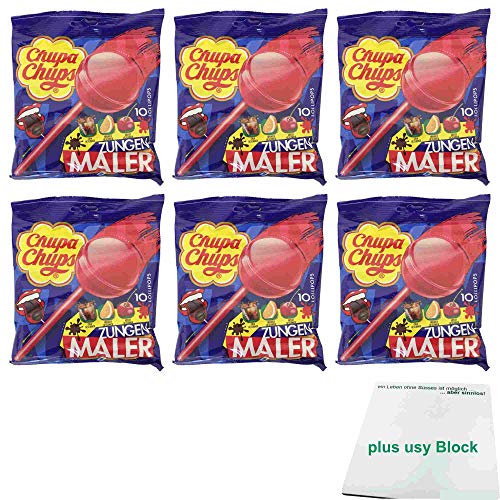 Chupa Chups Zungenmaler 6er Pack (6x120g Beutel) + usy Block von usy