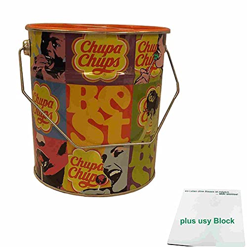Chuppa Chups Original Lutscher in verschiedenen Geschmacksrichtungen (150St Eimer) + usy Block von usy