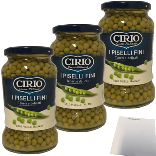 Cirio I Piselli Fini feine Erbsen 3er Pack (3x240g ATG Glas) + usy Block von usy