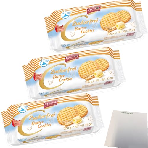 Coppenrath Butter Cookies ohne Zucker 3er Pack (3x200g Packung) + usy Block von usy