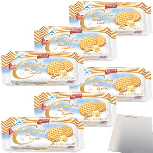 Coppenrath Butter Cookies ohne Zucker 6er Pack (6x200g Packung) + usy Block von usy