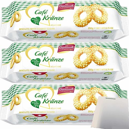 Coppenrath Cafe Kränze Mürbgebäck mit Hagelzucker 3er Pack (3x250g Packung) + usy Block von usy