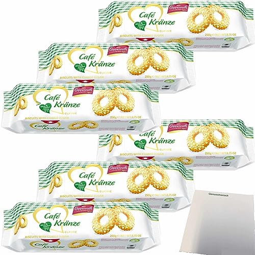 Coppenrath Cafe Kränze Mürbgebäck mit Hagelzucker 6er Pack (6x250g Packung) + usy Block von usy