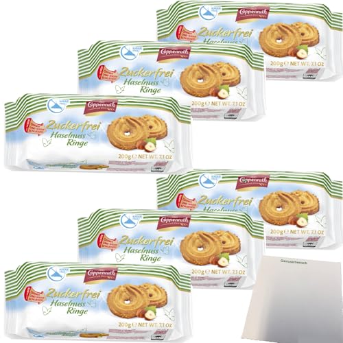 Coppenrath Haselnuss-Ringe ohne Zucker 6er Pack (6x200g Packung) + usy Block von usy