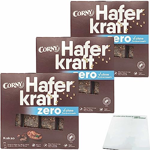 Corny Haferkraft Zero Kakao Hafer-Kakao-Riegel 3er Pack (12x35g Riegel) + usy Block von usy