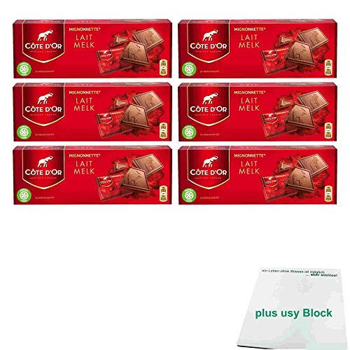 Côte d'Or Mignonnette Melk 6er Pack (144x10g Packung Vollmilch Schokoladentafeln) + usy Block von usy
