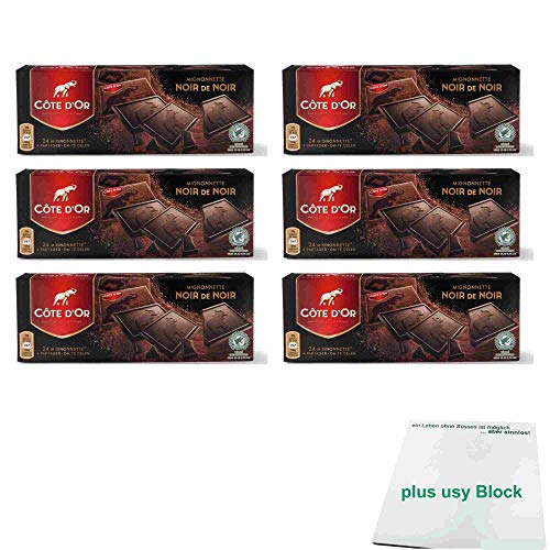 Côte d'Or Mignonnette Noir 6er Pack (144x10g dunkle Schokoladentafeln 55% Kakao) + usy Block von usy