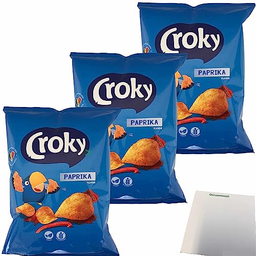 Croky Chips Paprika Kartoffelchips 3er Pack (3x175g Packung) + usy Block von usy