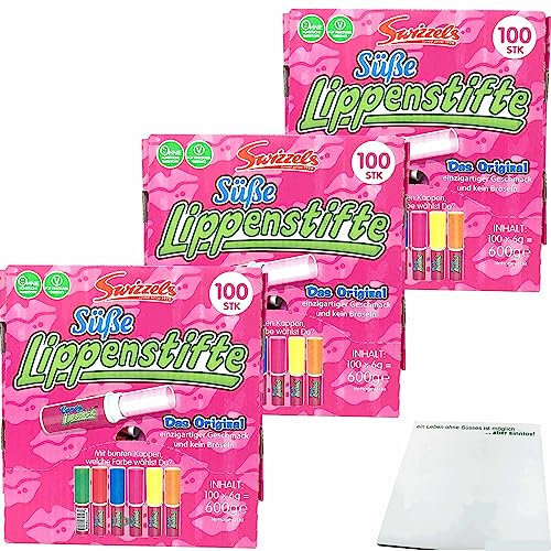 DOK Candy Lippsticks Süße Lippenstifte Spenderbox 3er Pack (300x6g) + usy Block von usy