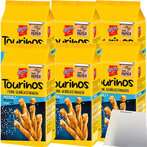 De Beukelaer Tourinos Meersalz und Pfeffer feine Gebäckstangen 6er Pack (6x125g Packung) + usy Block von usy