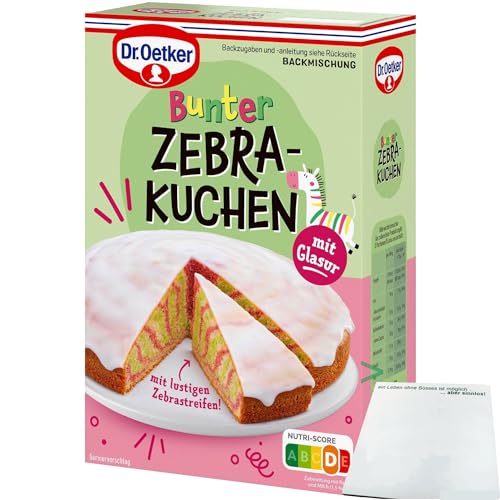 Dr. Oetker Bunter Zebrakuchen mit Glasur (515g Packung) + usy Block von usy